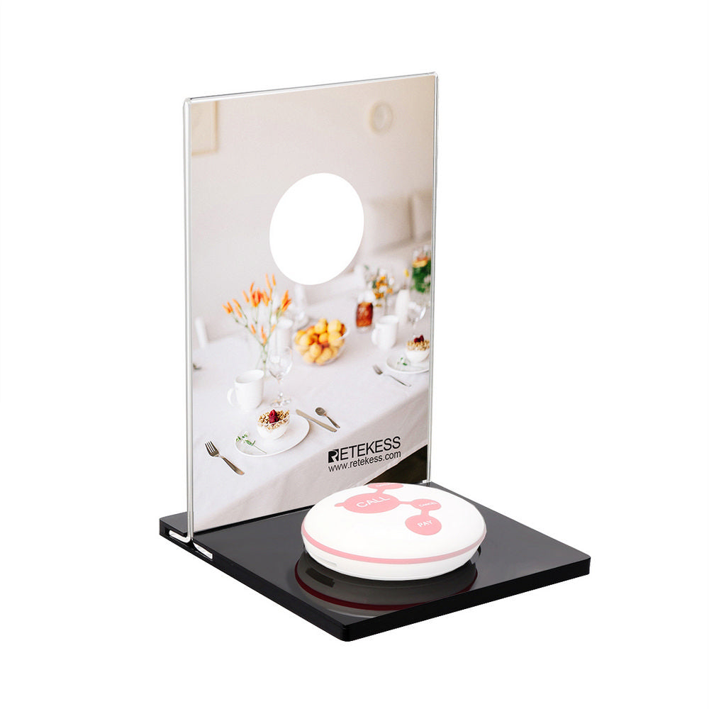 RETEKESS TD024 :: Menu Holder with wireless button stand, black color