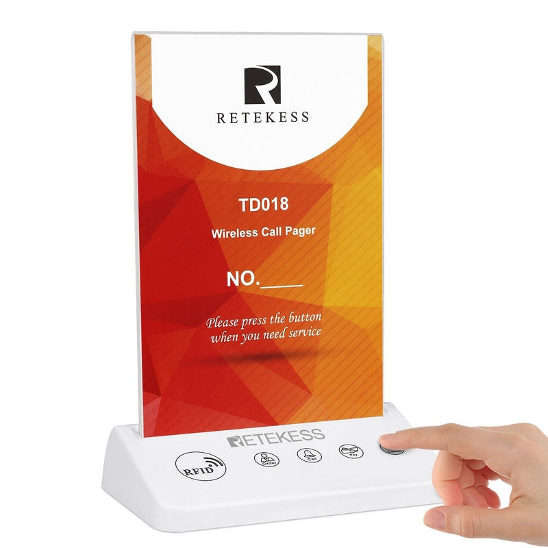 RETEKESS TD018 :: Wireless call button, RETEKESS, 4 keys, RFID reader, menu stand