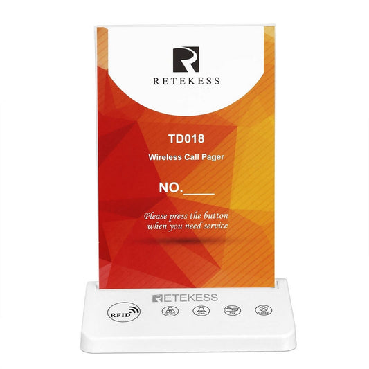 RETEKESS TD018 :: Wireless call button, RETEKESS, 4 keys, RFID reader, menu stand