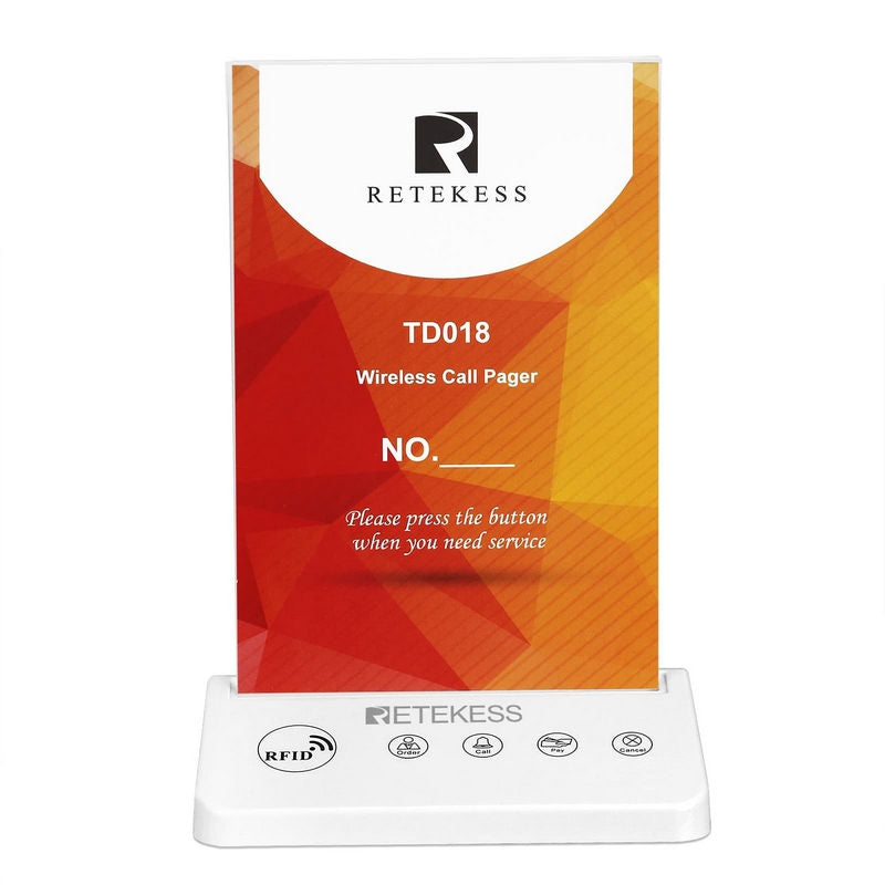 RETEKESS TD018 :: Wireless call button, RETEKESS, 4 keys, RFID reader, menu stand